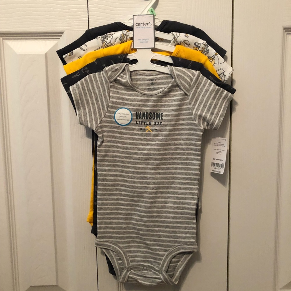 5pack Boys onesies in tool prints